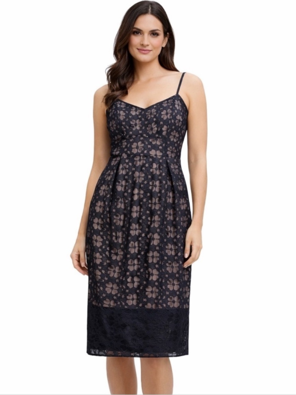 77 Coquette Romantic Navy Lace Midi Dress | Size 4 NWT | Cocktail Tea Party